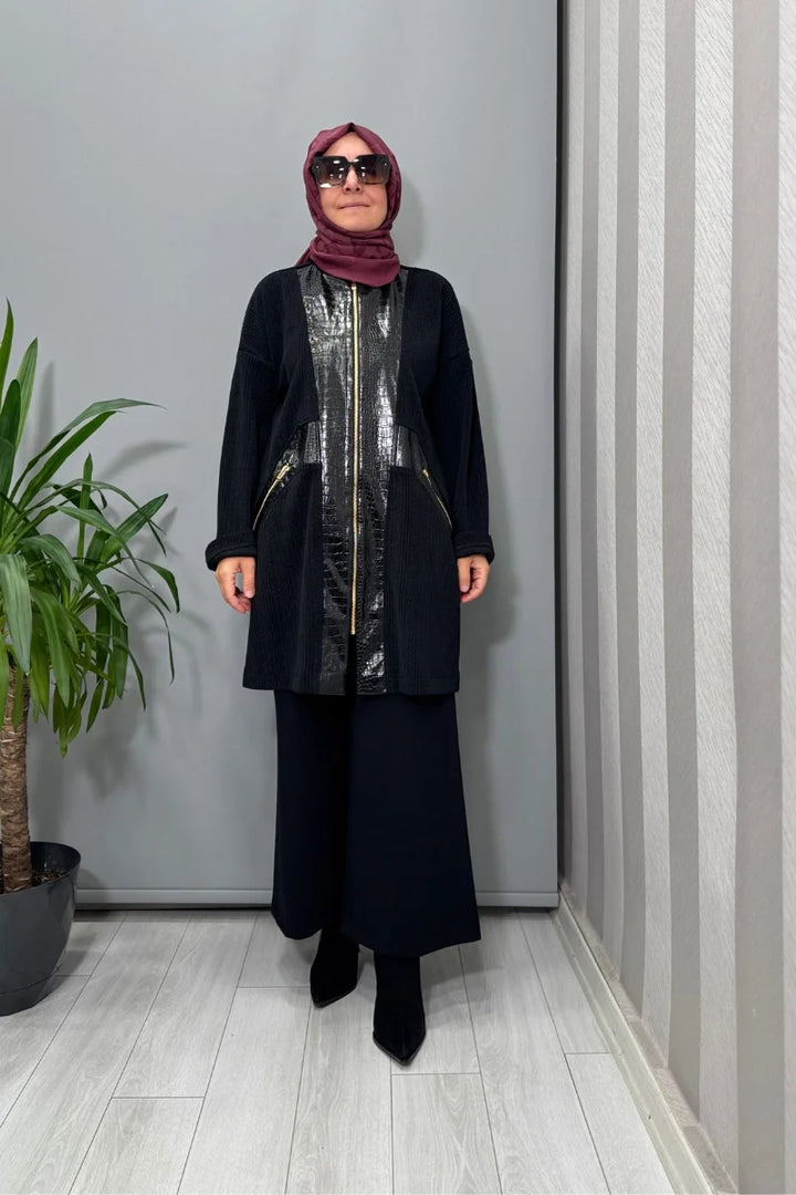 Mascara Önü Fermuarlı Ceket Siyah 56MK 1115