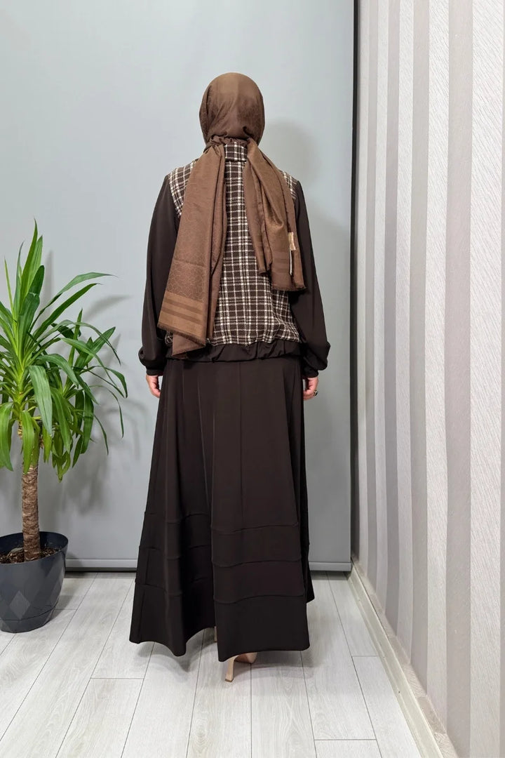 Misswhence Patcwork Ceket Takım 38200 - Kahve - Görsel 6 