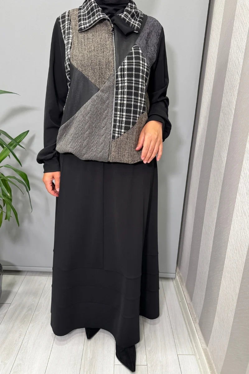 Misswhence Patcwork Ceket Takım 38200 - Siyah - Görsel 6 