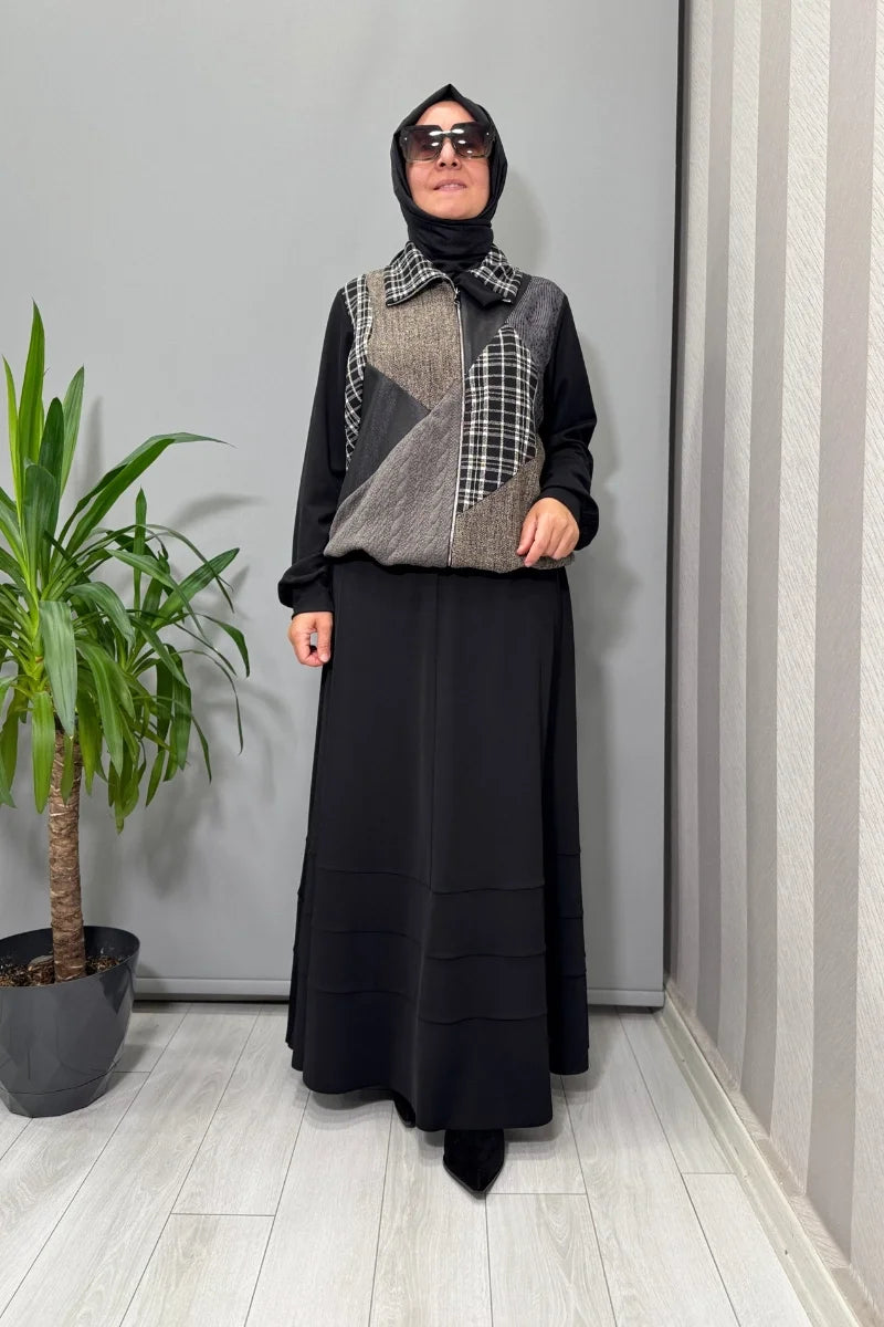 Misswhence Patcwork Ceket Takım 38200 - Siyah - Görsel 2 