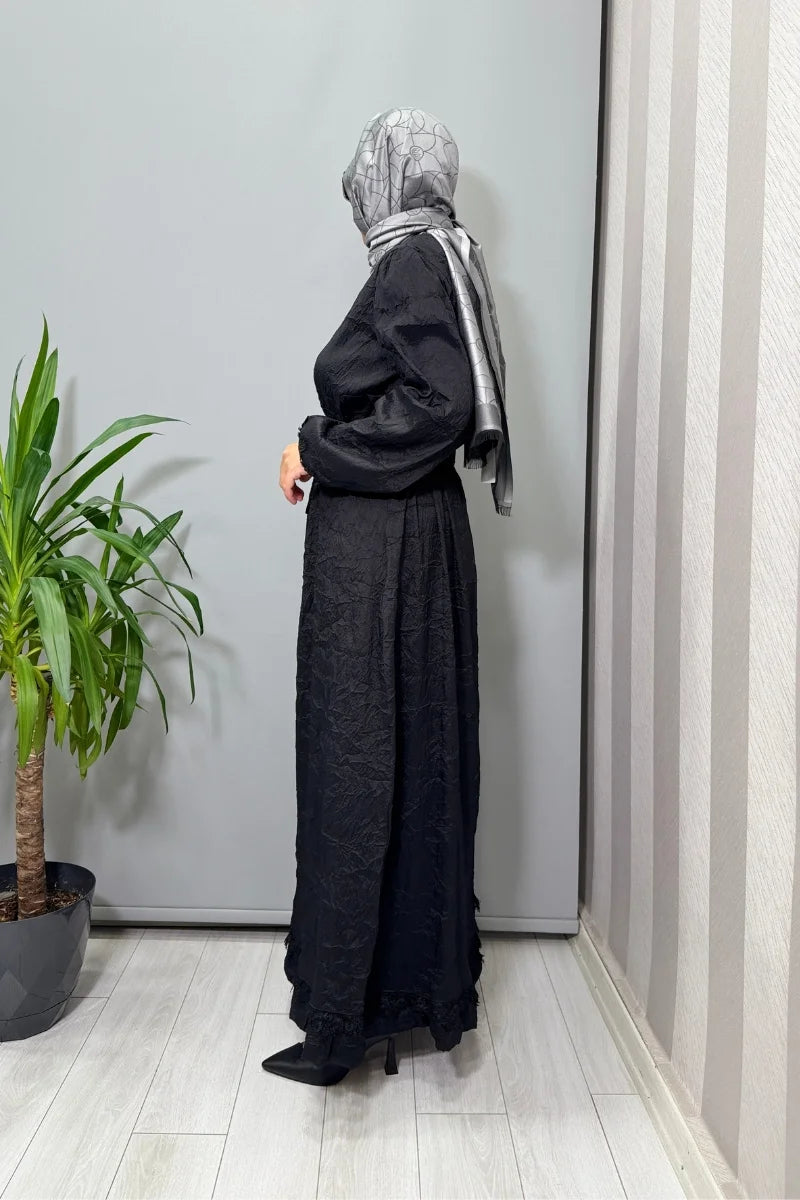 Misswhence Tafta Crush Elbise 38804 - Siyah - Görsel 2 