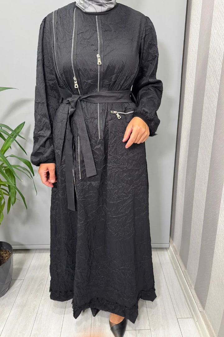 Misswhence Tafta Crush Elbise 38804 - Siyah - Görsel 4 