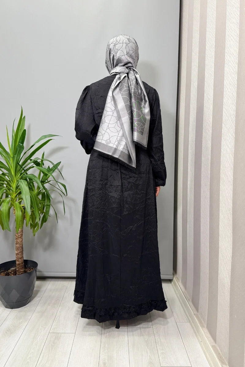 Misswhence Tafta Crush Elbise 38804 - Siyah - Görsel 3 
