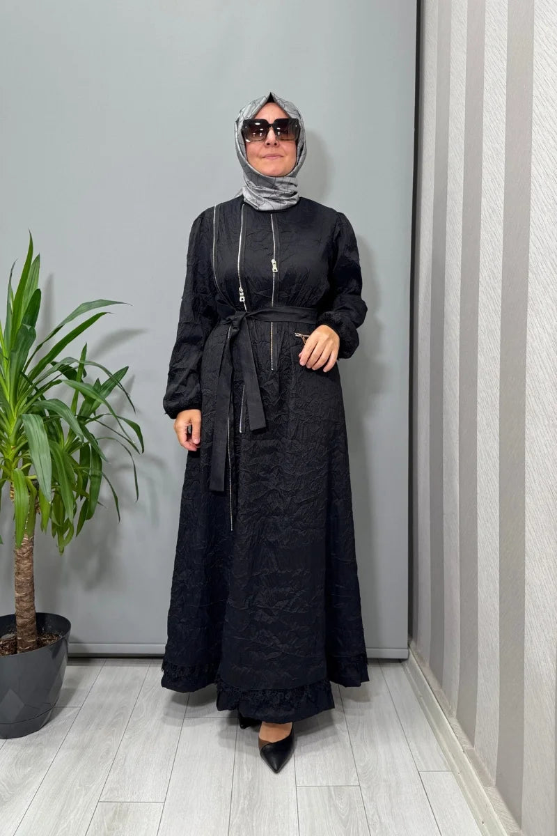 Misswhence Tafta Crush Elbise 38804 - Siyah - Görsel 1 