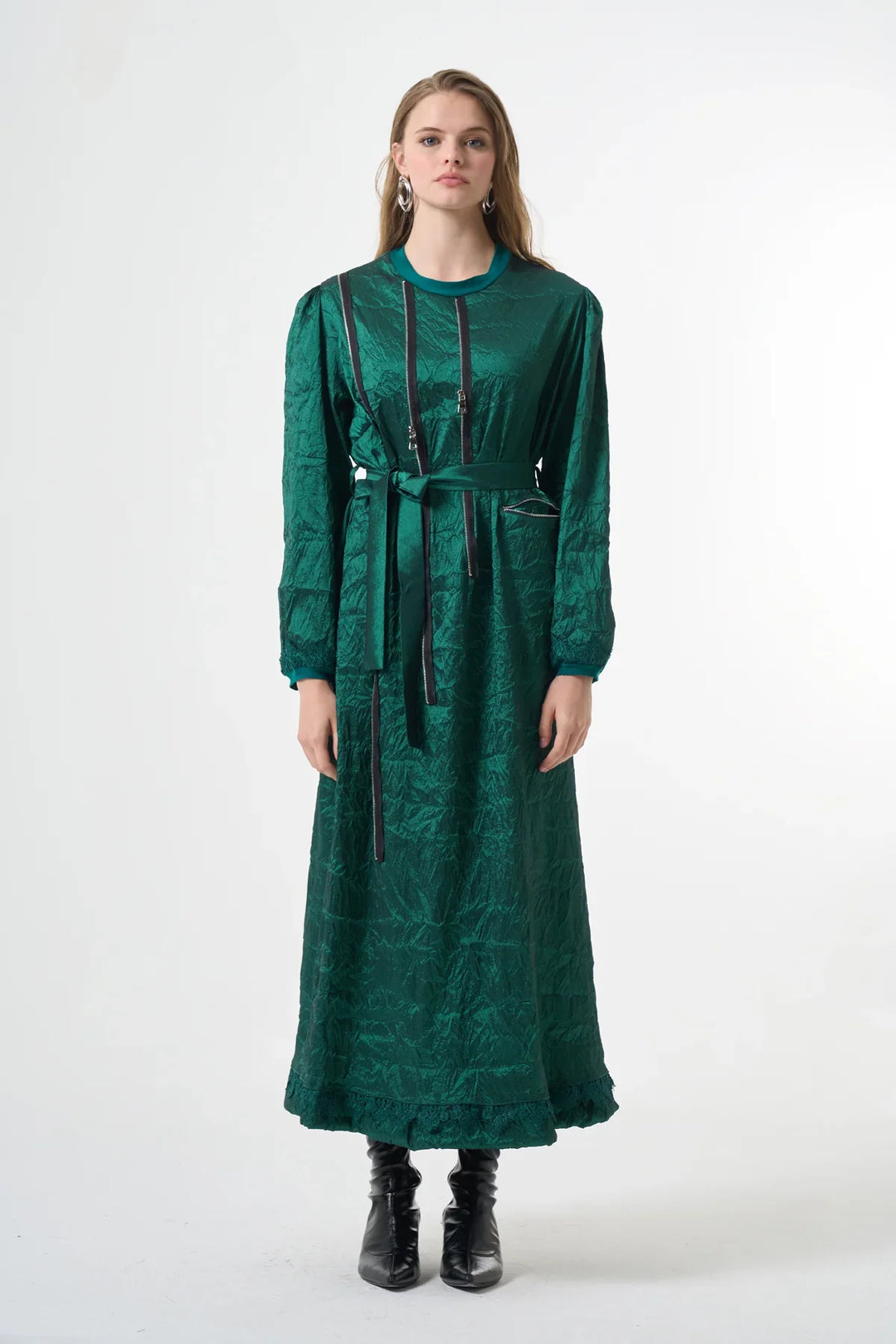 Misswhence Tafta Crush Elbise 38804 - Yeşil - Görsel 1 #renk_ye-il