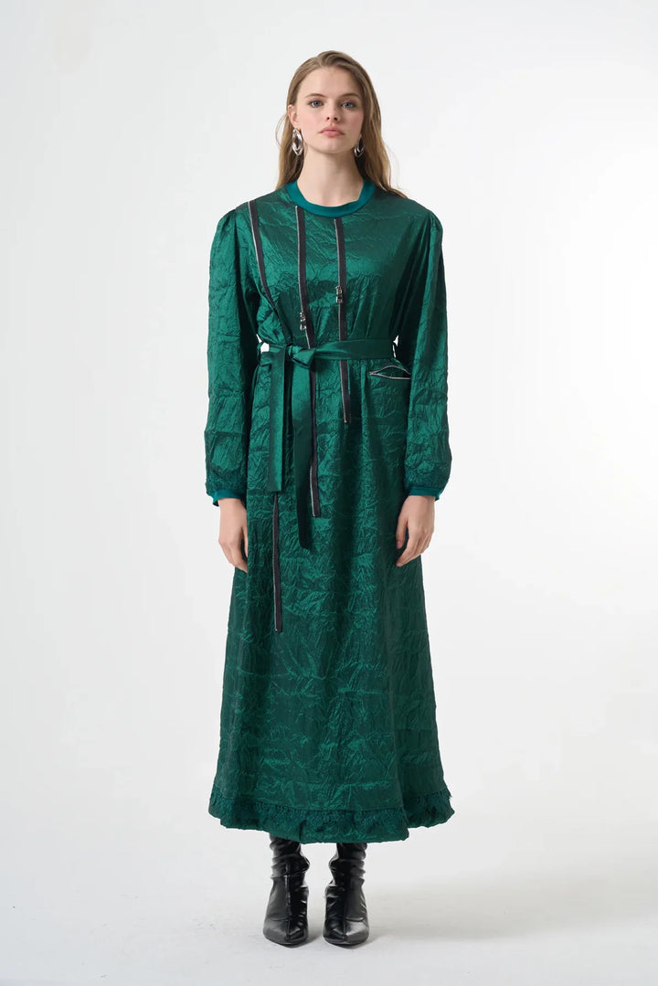 Misswhence Tafta Crush Elbise 38804 - Yeşil - Görsel 1 