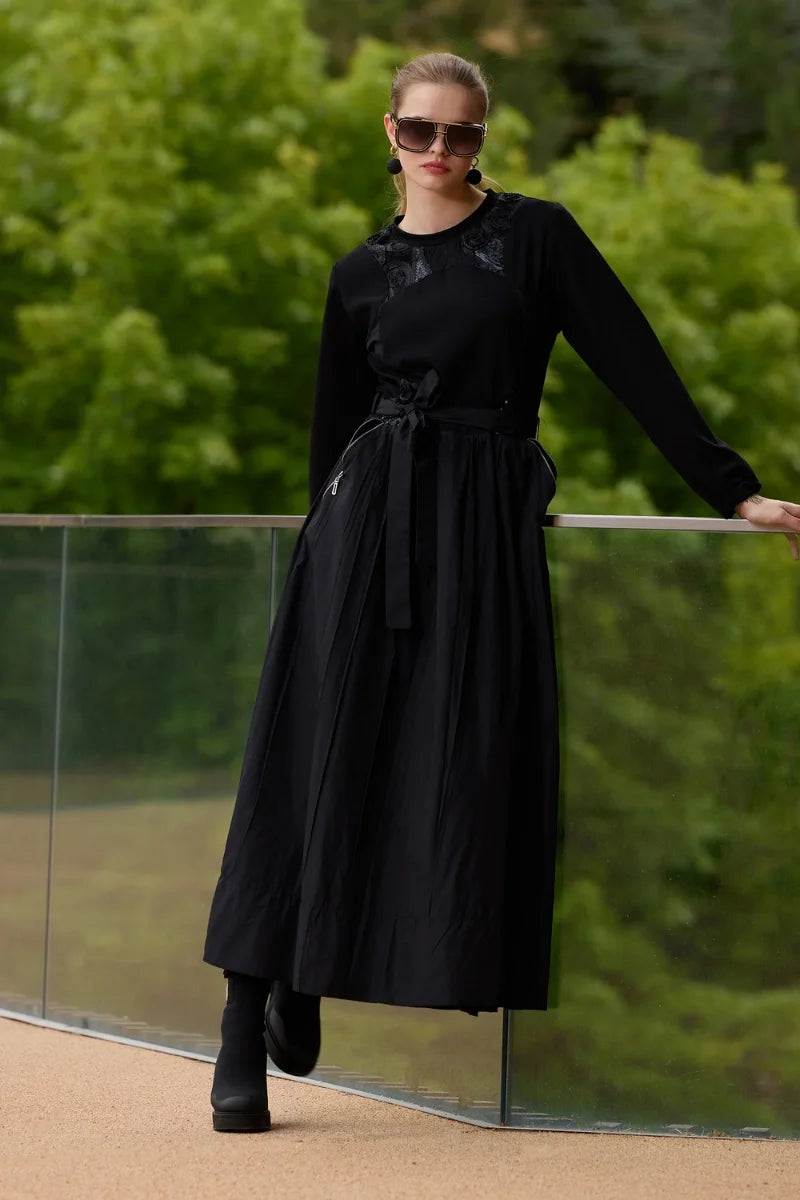 Misswhence Tafta Elbise 38830 - Siyah - Görsel 3 