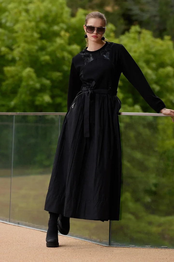 Misswhence Tafta Elbise 38830 - Siyah - Görsel 3 