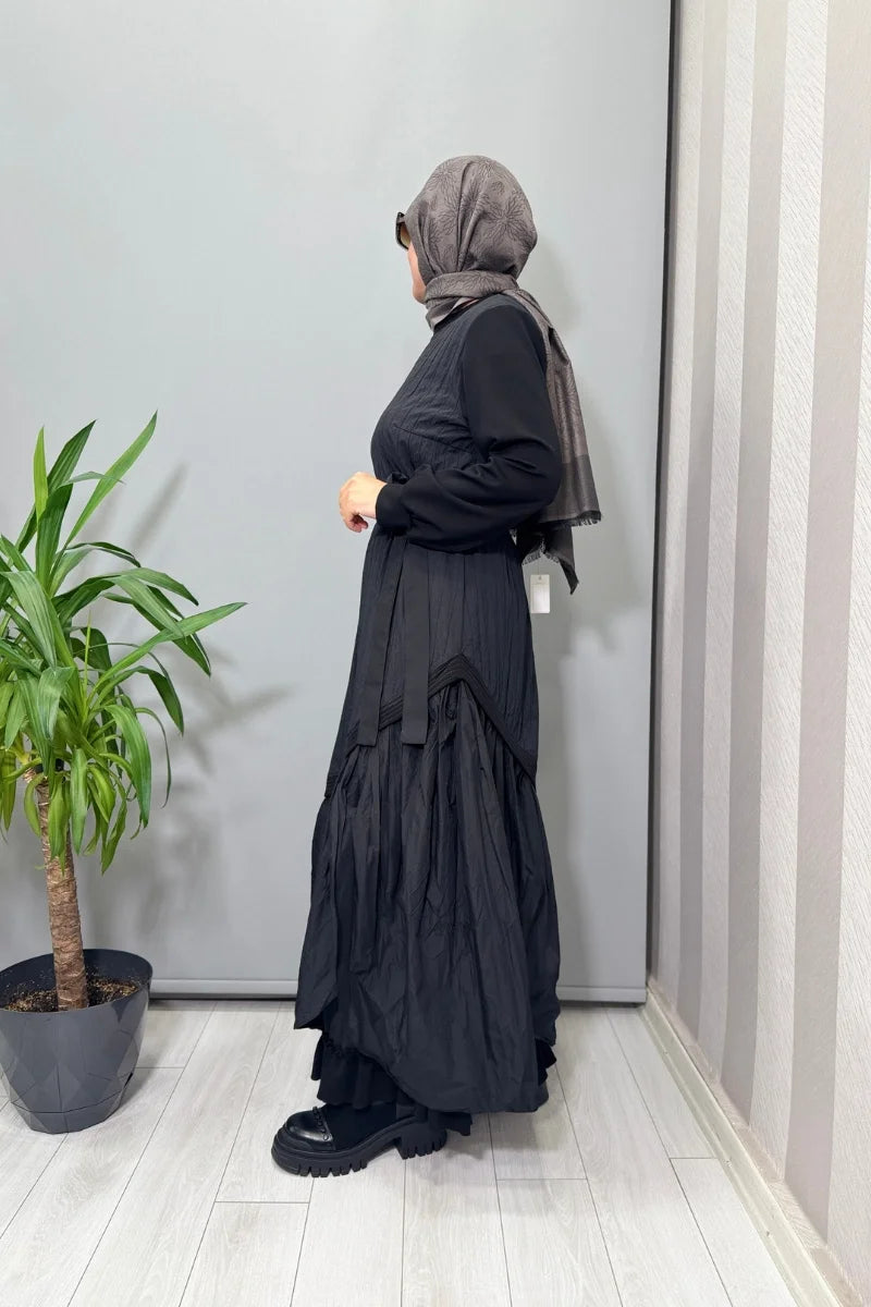 Misswhence Tafta Elbise 38831 - Siyah - Görsel 3 