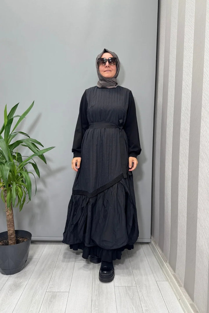Misswhence Tafta Elbise 38831 - Siyah - Görsel 1 