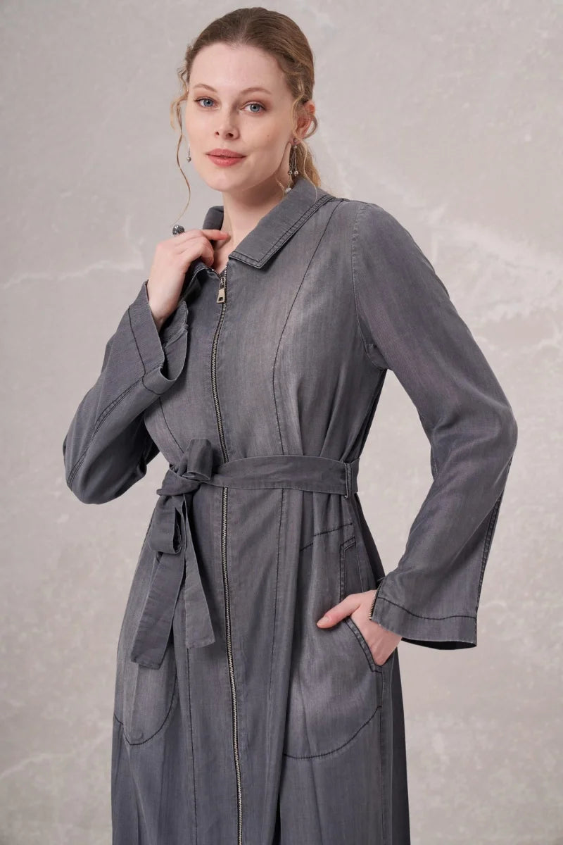 Misswhence Tencel Pardesü 35518 - Gri - Görsel 4 