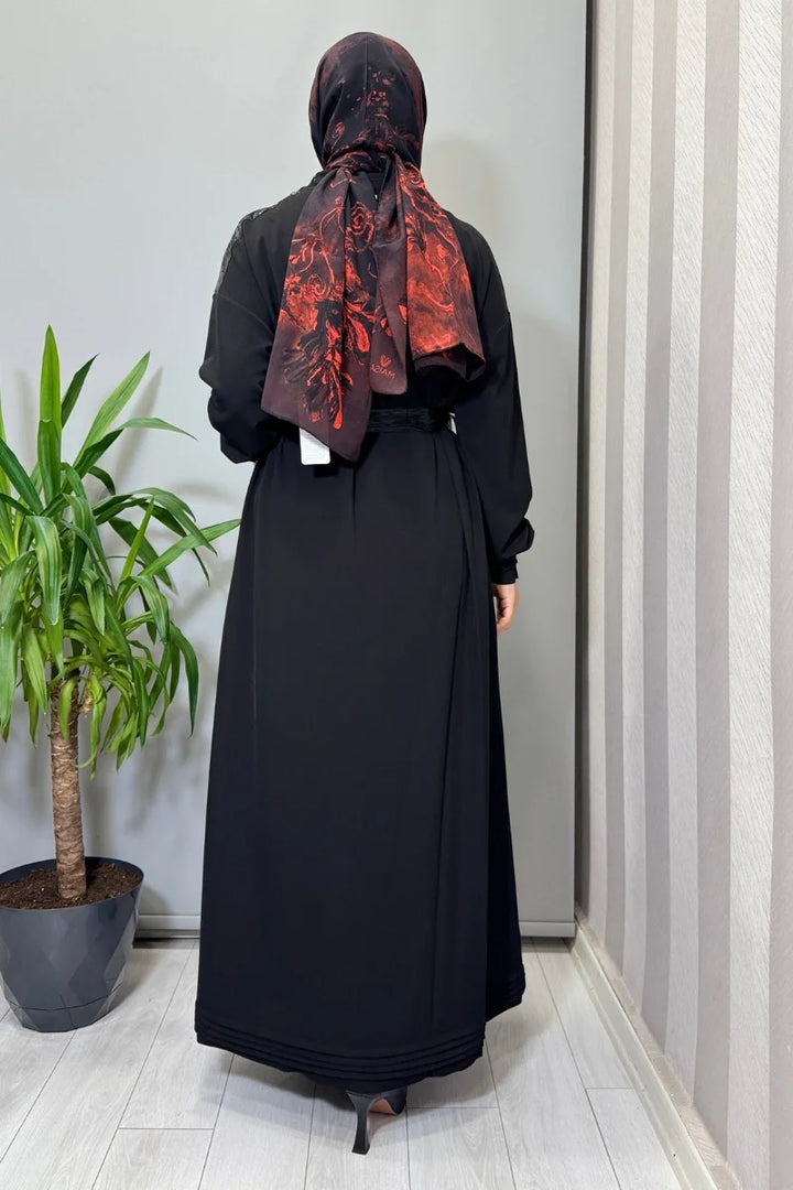Misswhence Yaka ve Cep Fermuar Detaylı Örme Elbise 38822 - Siyah - Görsel 3 