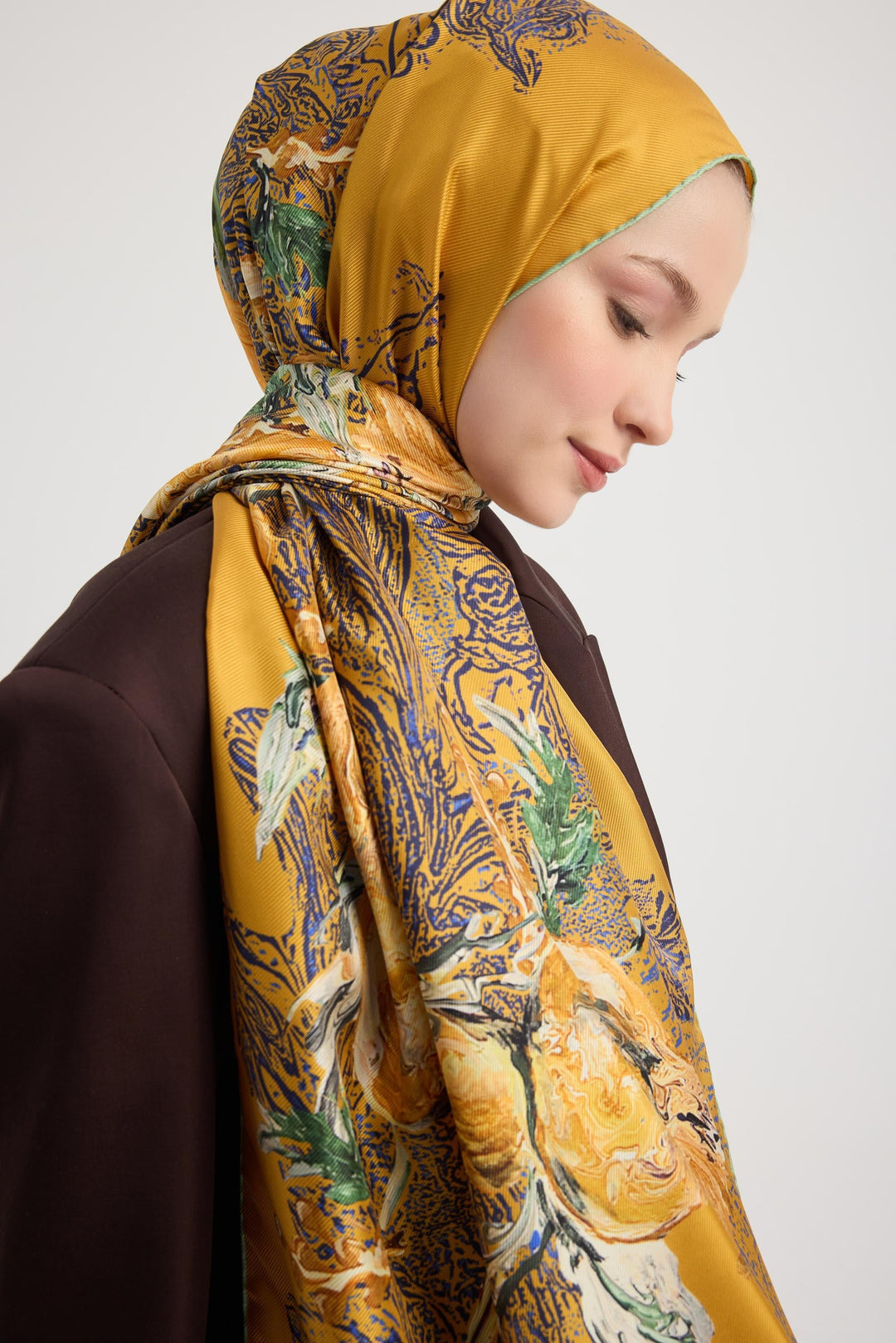NARDEN MULBERRY İPEK ŞAL 70*190 CM - Hardal 