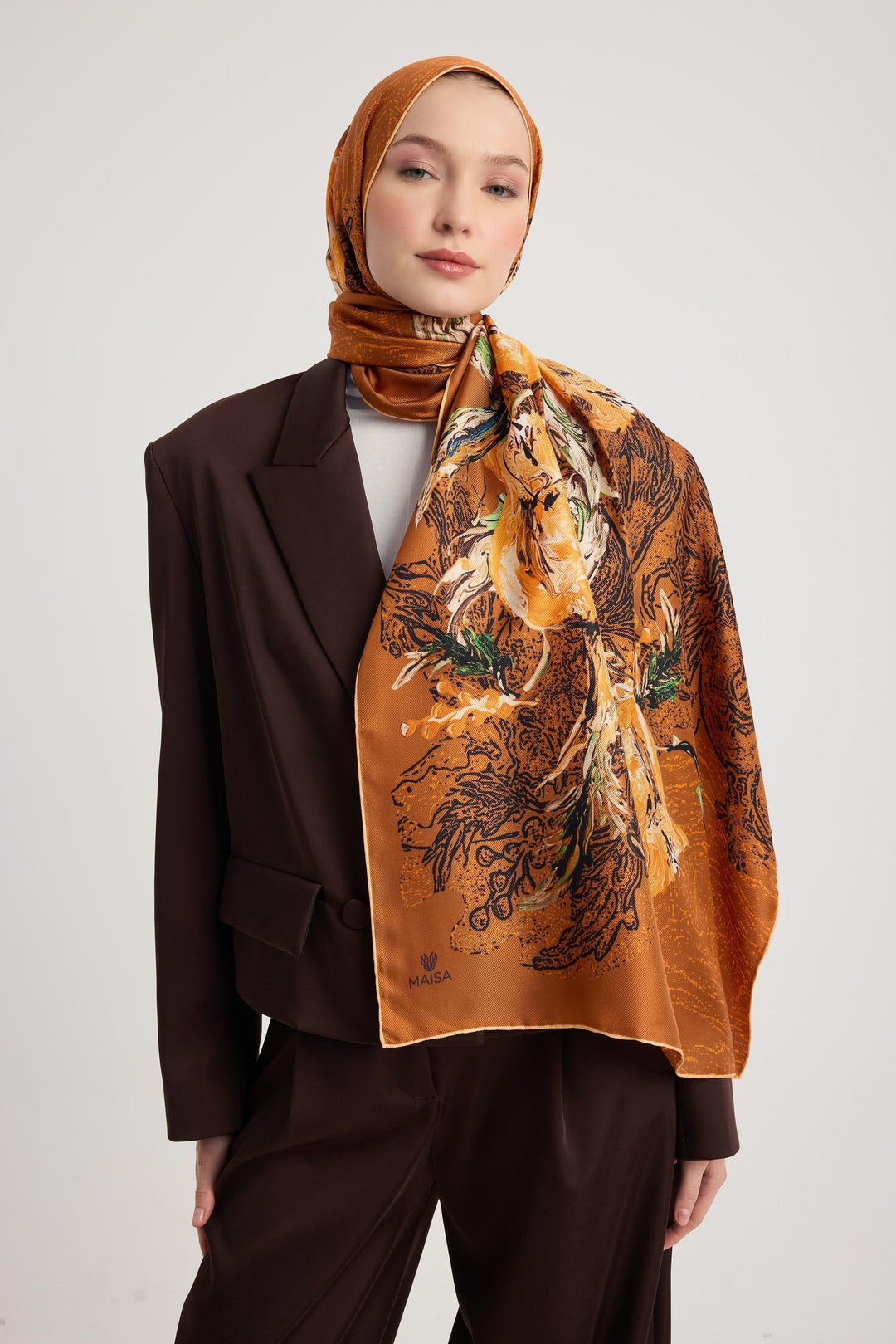 NARDEN MULBERRY İPEK ŞAL 70*190 CM - Taba 