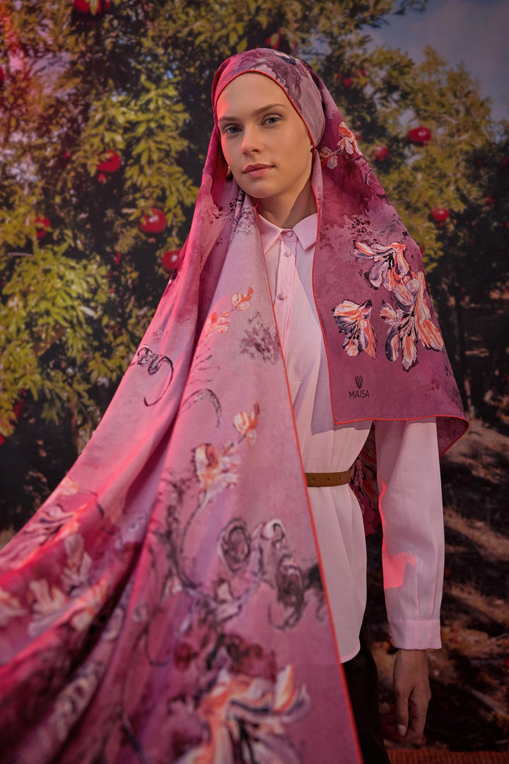 Maisa Narin Krep İpek Şal - Pembe