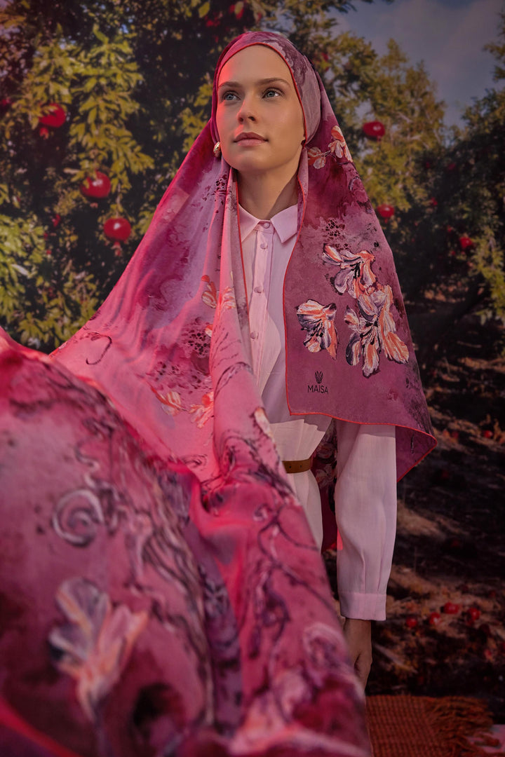 Maisa Narin Krep İpek Şal - Pembe