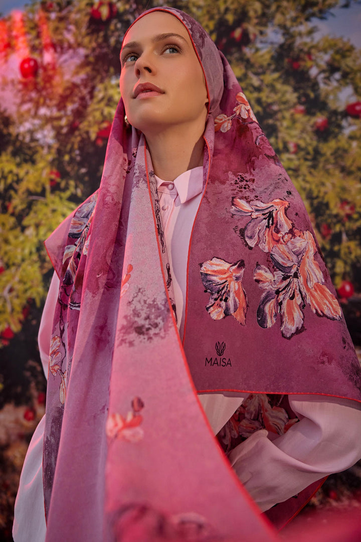 Maisa Narin Krep İpek Şal - Pembe