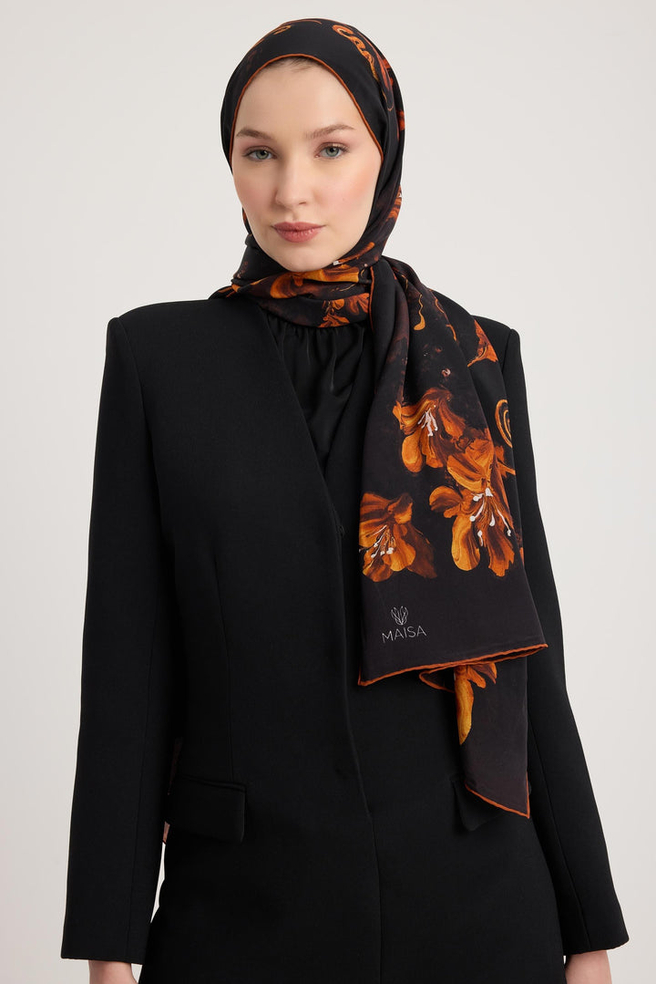 Maisa Narin Krep İpek Şal - Siyah