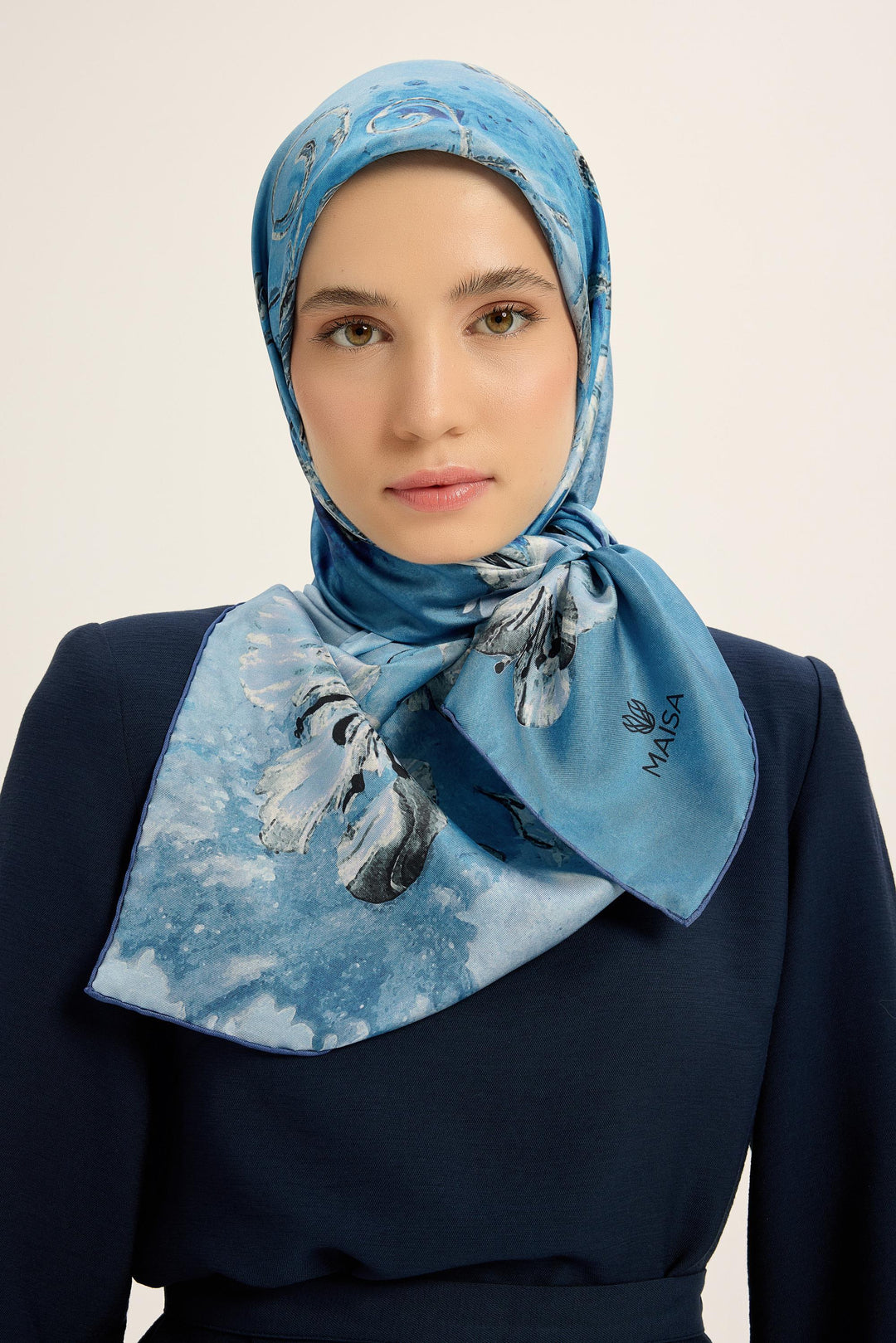 Maisa Narin Tivil İpek Eşarp - Mavi
