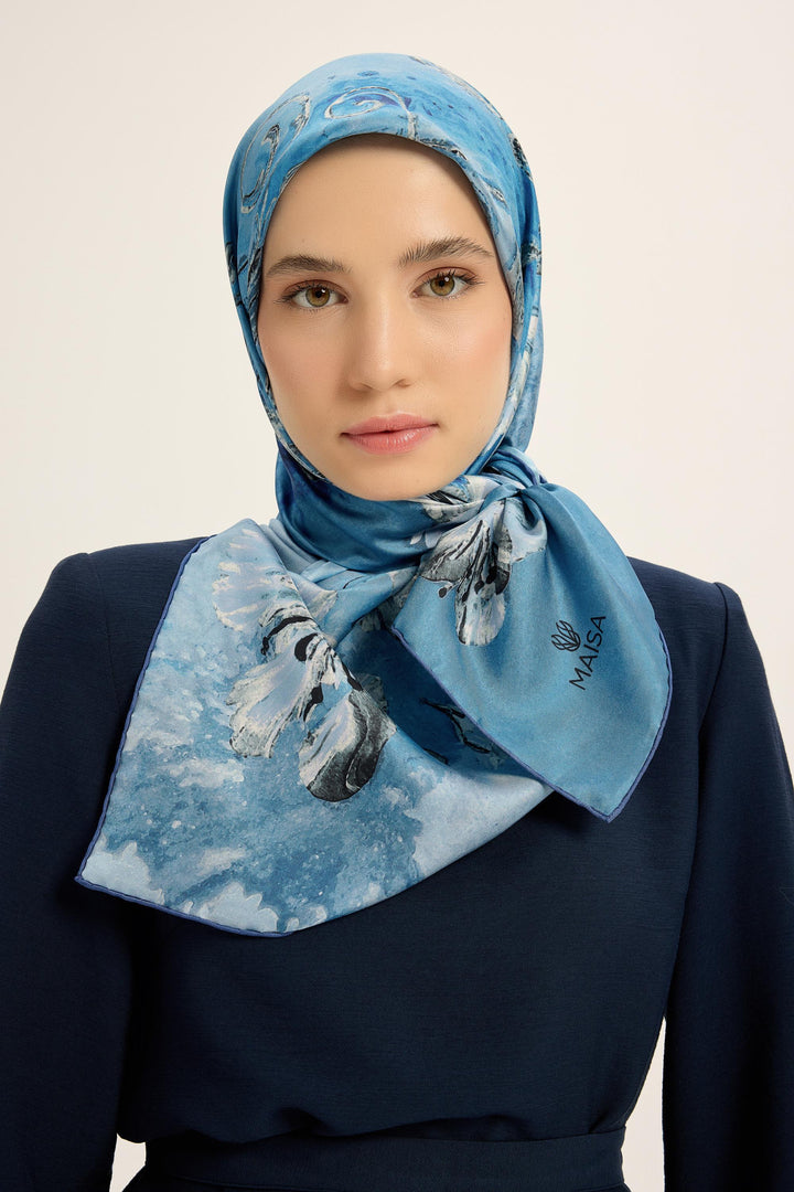 Maisa Narin Tivil İpek Eşarp - Mavi