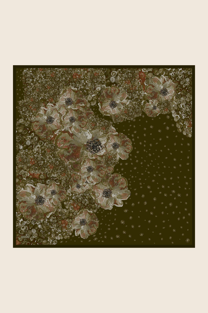 NARLA MULBERRY İPEK EŞARP 90*90 CM - Haki 