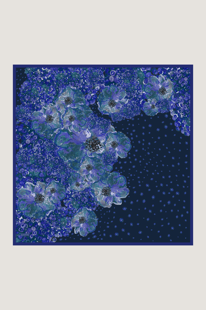 NARLA MULBERRY İPEK EŞARP 90*90 CM - Lacivert 