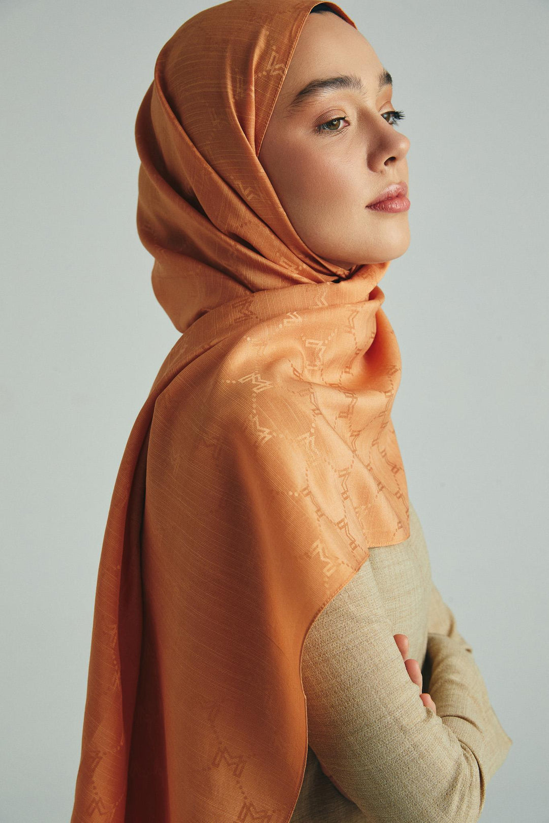 Maisa NEDA PAMUK İPEK ŞAL 70*190 CM - AÇIK TURUNCU