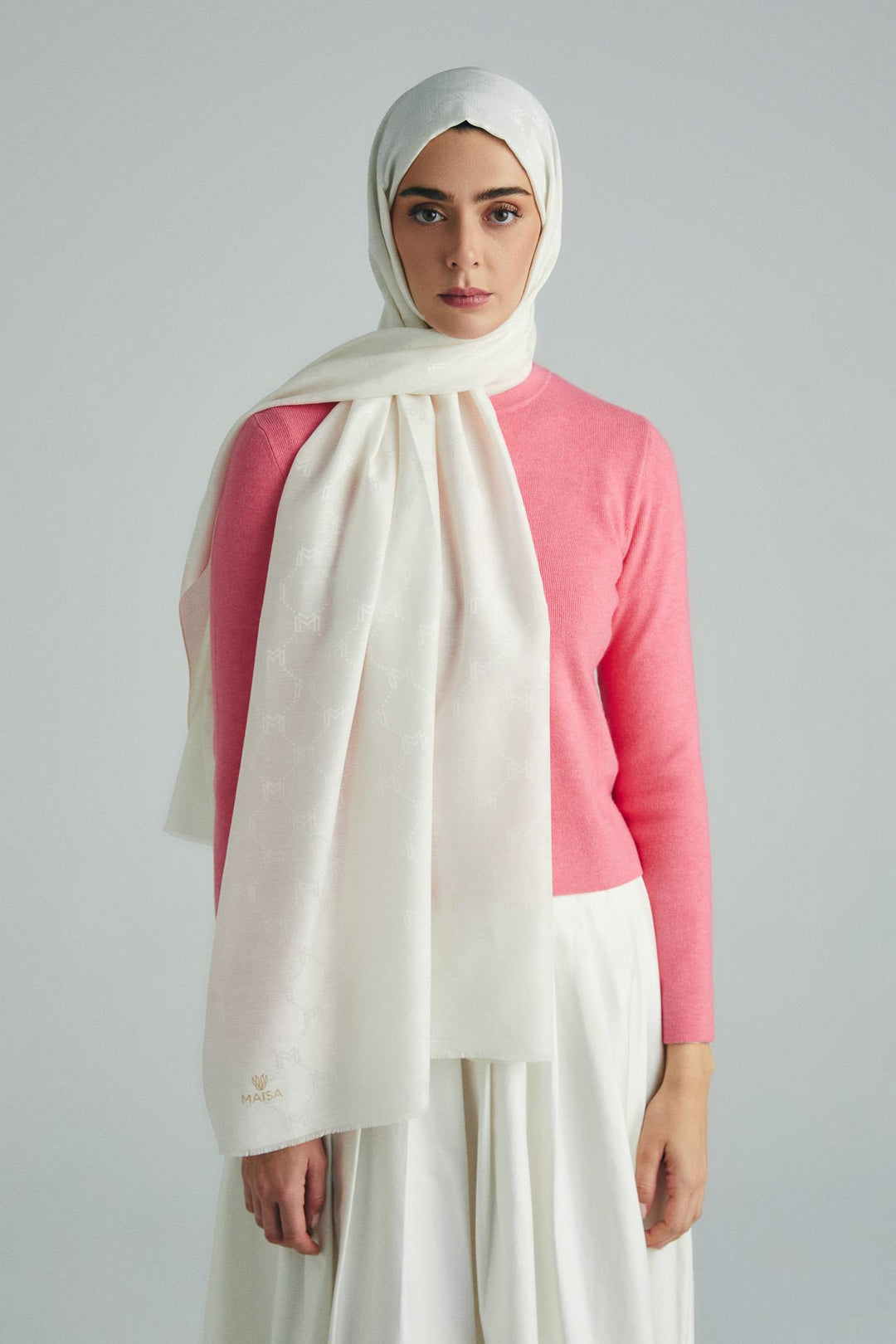 Maisa NEDA PAMUK İPEK ŞAL 70*190 CM - EKRU