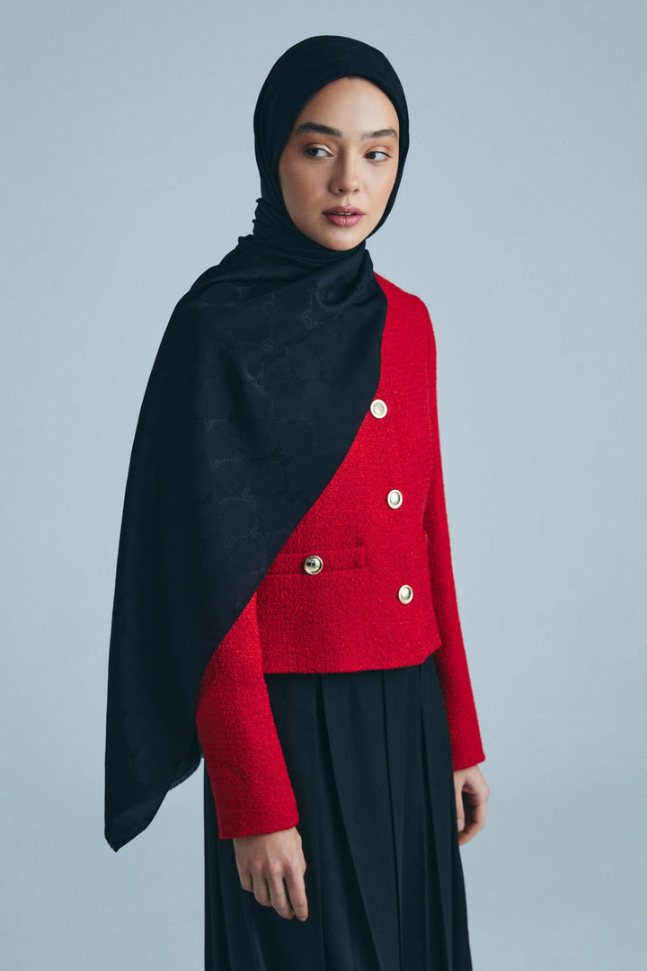 Maisa NEDA PAMUK İPEK ŞAL 70*190 CM - SİYAH