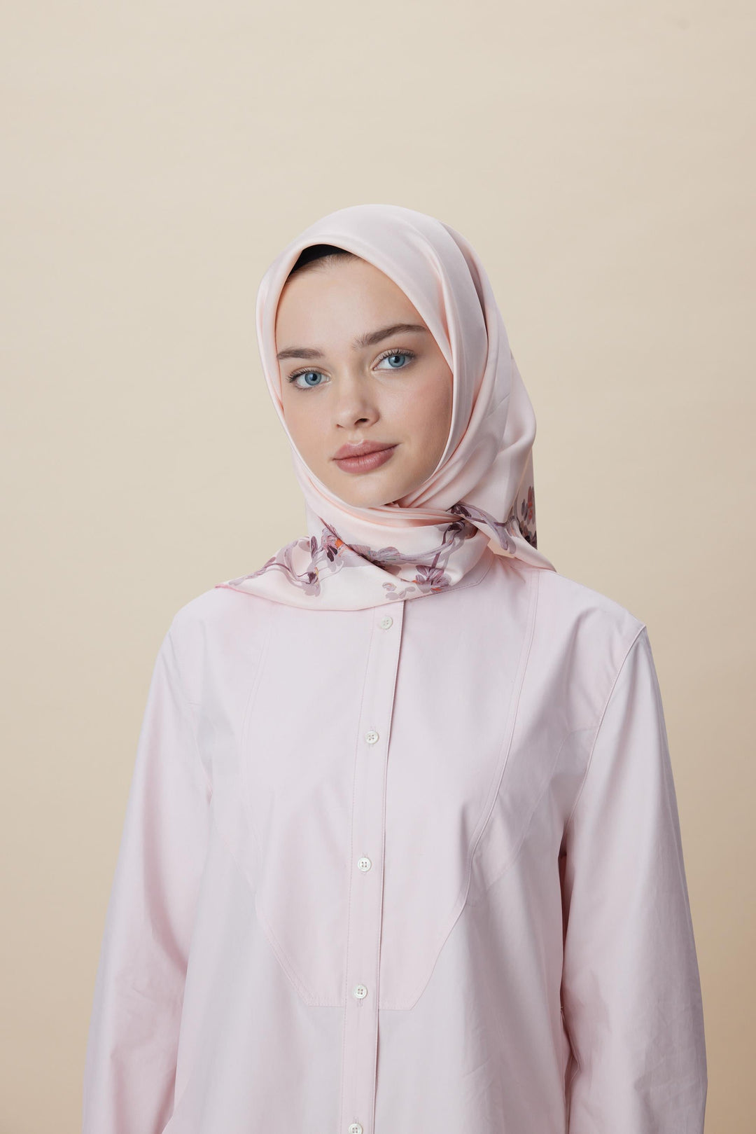 NEVA ÇİFT TARAFLI TİVİL İPEK EŞARP 90*90 CM - PEMBE - Görsel 4