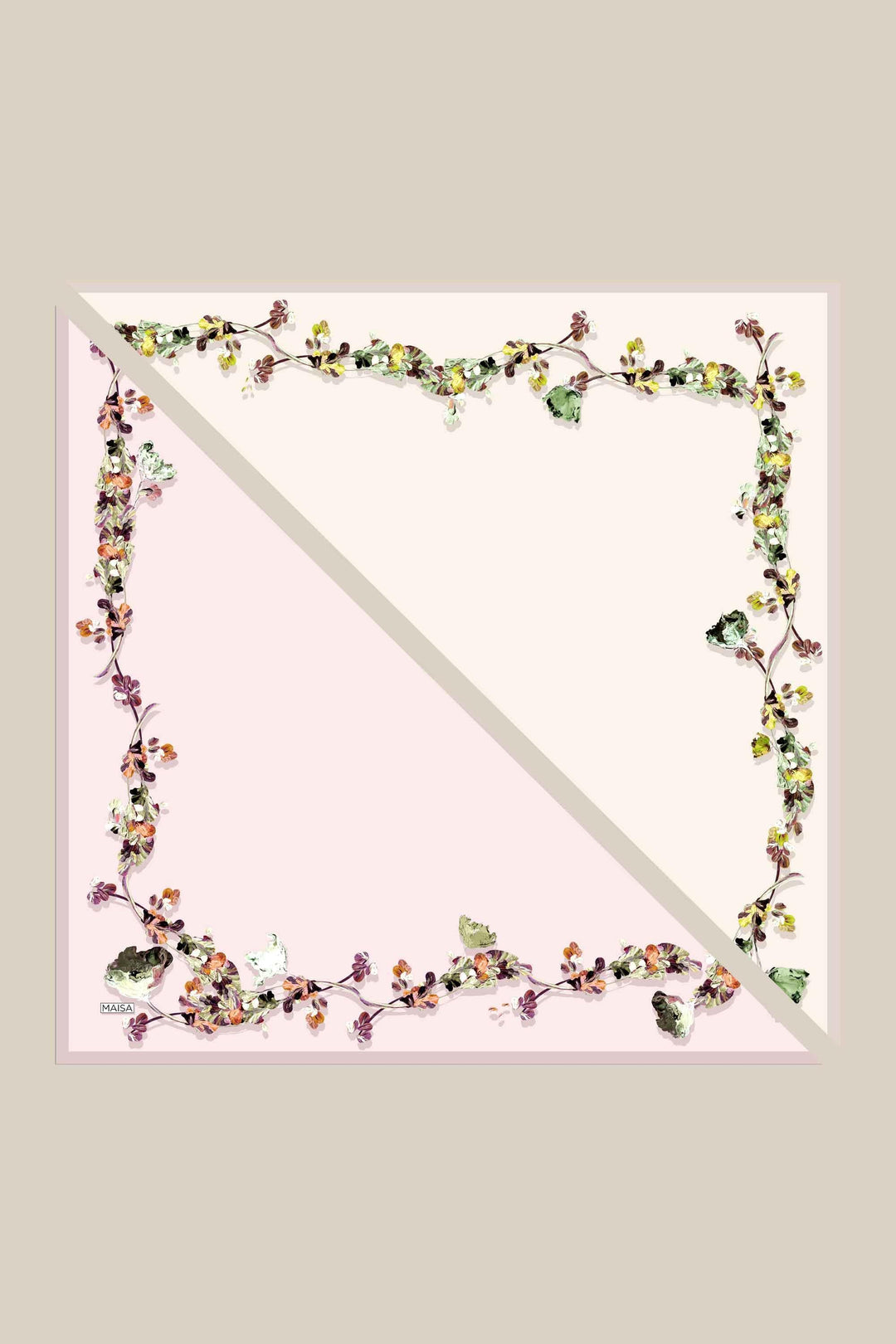 NEVA ÇİFT TARAFLI TİVİL İPEK EŞARP 90*90 CM - KREM PUDRA PEMBE - Görsel 3