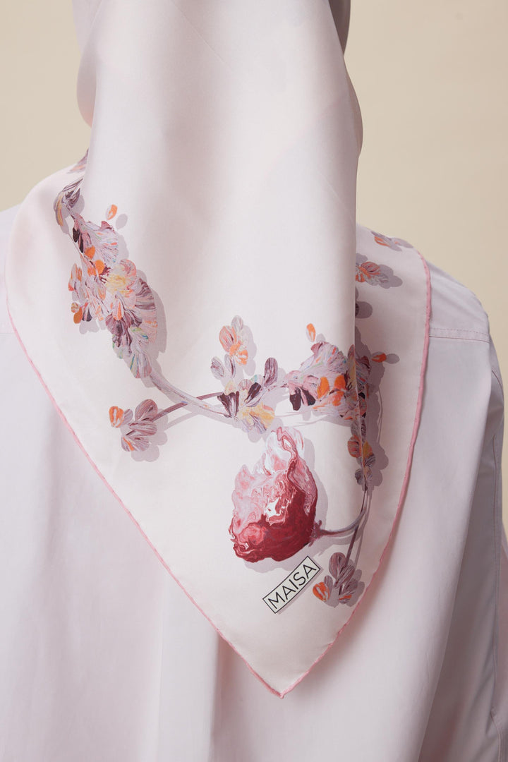 NEVA ÇİFT TARAFLI TİVİL İPEK EŞARP 90*90 CM - PEMBE - Görsel 11