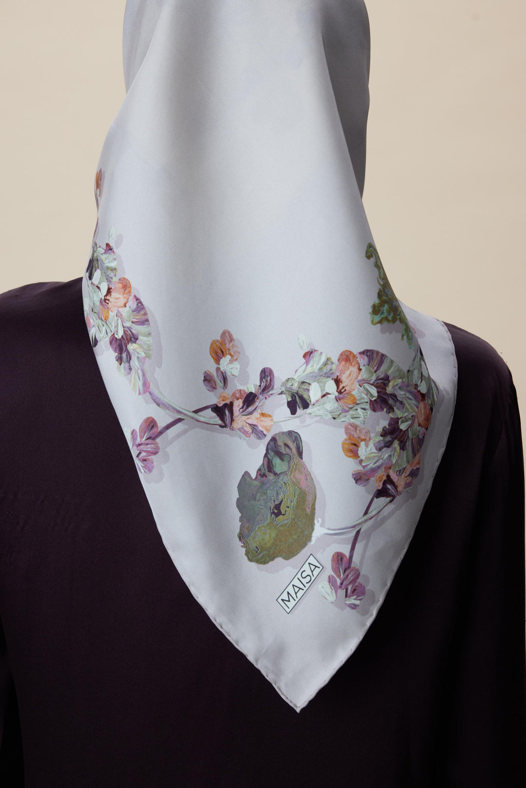 NEVA ÇİFT TARAFLI TİVİL İPEK EŞARP 90*90 CM - KREM PUDRA PEMBE - Görsel 16