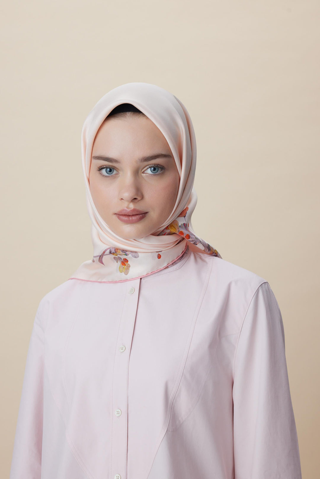 NEVA ÇİFT TARAFLI TİVİL İPEK EŞARP 90*90 CM - PEMBE - Görsel 12