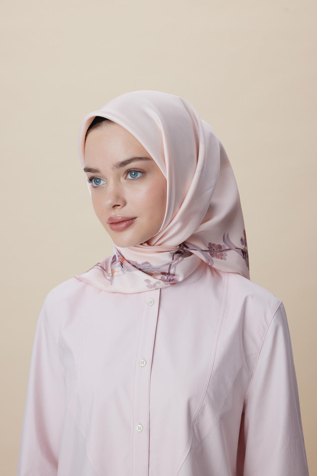 NEVA ÇİFT TARAFLI TİVİL İPEK EŞARP 90*90 CM - PEMBE - Görsel 6