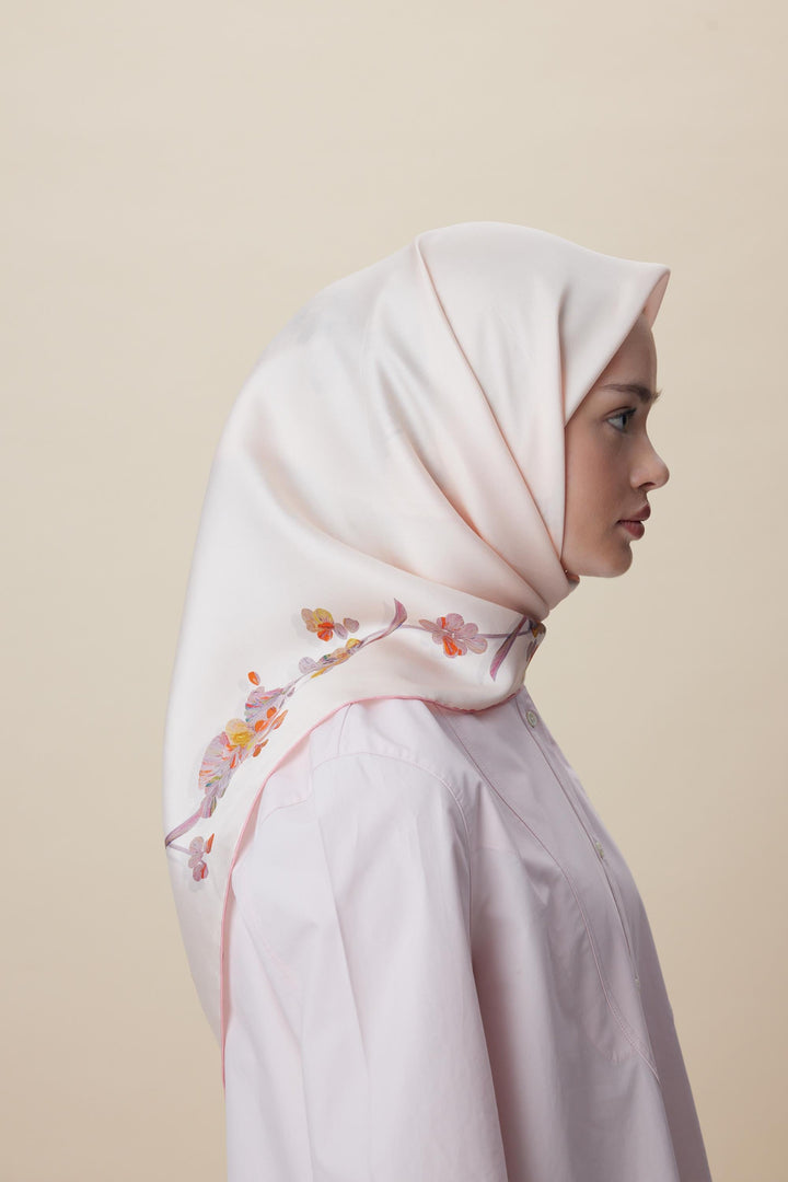 NEVA ÇİFT TARAFLI TİVİL İPEK EŞARP 90*90 CM - PEMBE - Görsel 16