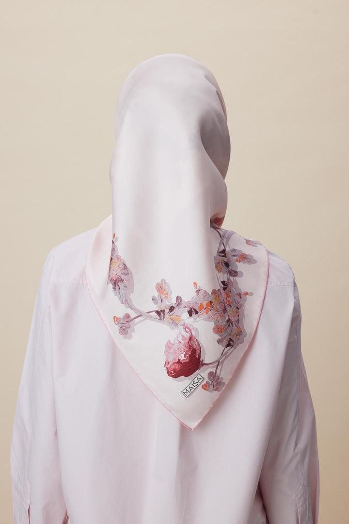 NEVA ÇİFT TARAFLI TİVİL İPEK EŞARP 90*90 CM - PEMBE - Görsel 10