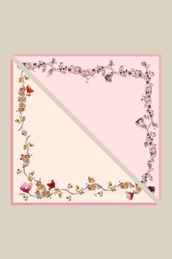NEVA ÇİFT TARAFLI TİVİL İPEK EŞARP 90*90 CM - PEMBE - Görsel 3