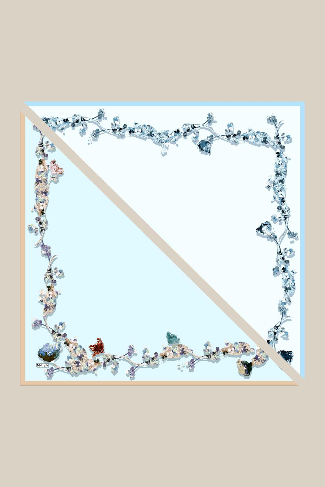 NEVA ÇİFT TARAFLI TİVİL İPEK EŞARP 90*90 CM - AÇIK MAVİ - Görsel 3