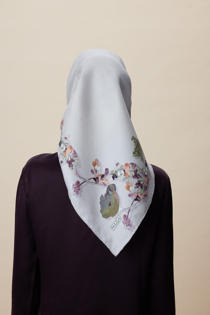 NEVA ÇİFT TARAFLI TİVİL İPEK EŞARP 90*90 CM - KREM PUDRA PEMBE - Görsel 15