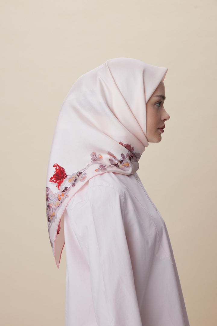 NEVA ÇİFT TARAFLI TİVİL İPEK EŞARP 90*90 CM - PEMBE - Görsel 8