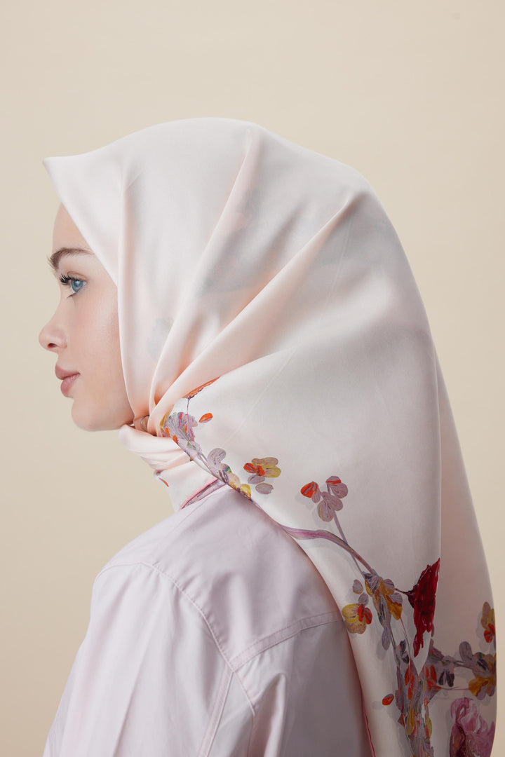 NEVA ÇİFT TARAFLI TİVİL İPEK EŞARP 90*90 CM - PEMBE - Görsel 17