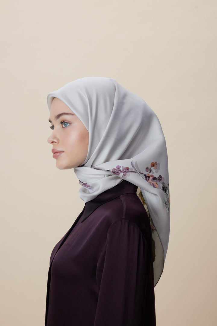 NEVA ÇİFT TARAFLI TİVİL İPEK EŞARP 90*90 CM - KREM PUDRA PEMBE - Görsel 12