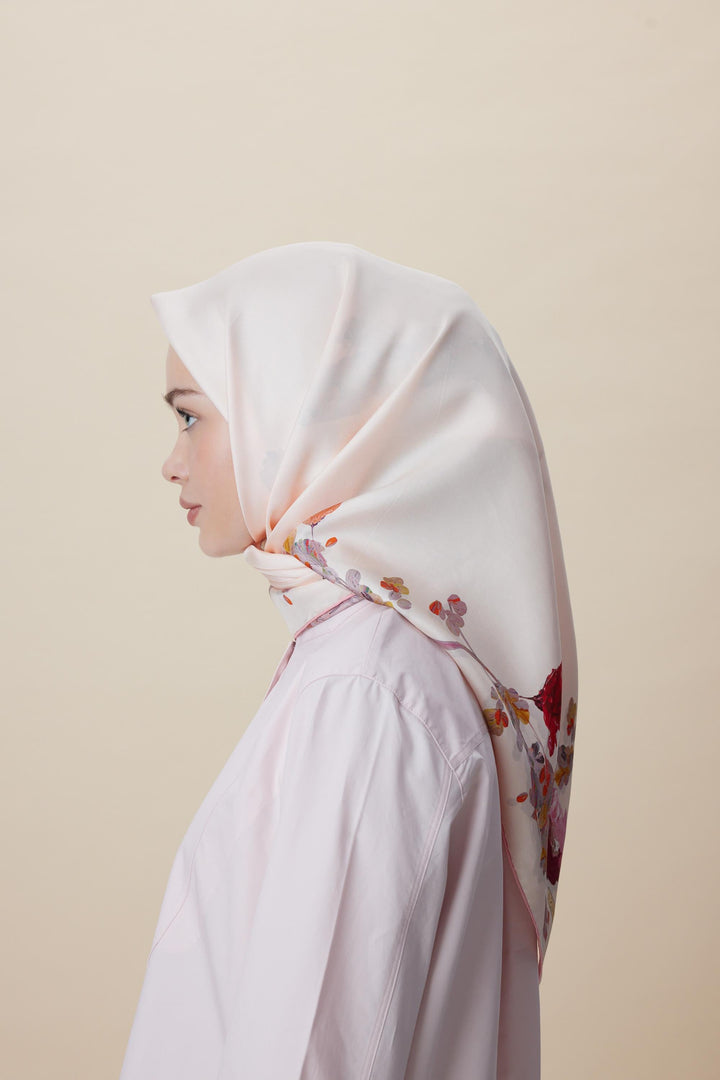 NEVA ÇİFT TARAFLI TİVİL İPEK EŞARP 90*90 CM - PEMBE - Görsel 15