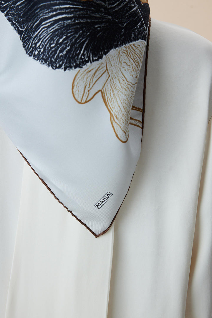 NÜVE TİVİL İPEK EŞARP 90*90 CM - GOLD - Görsel 8