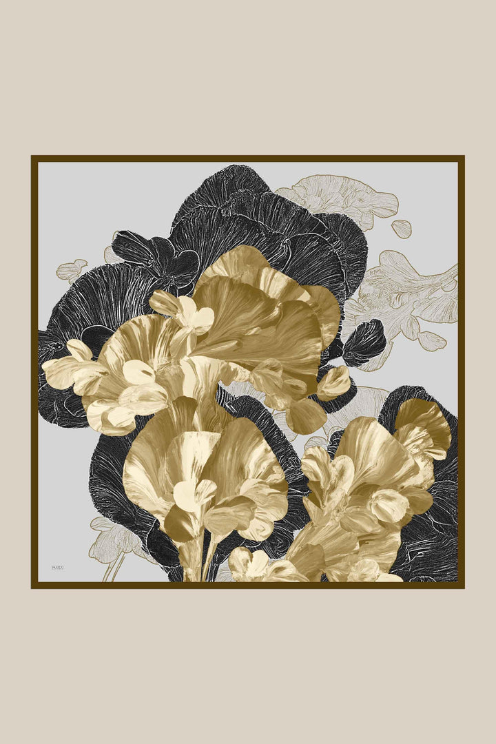 NÜVE TİVİL İPEK EŞARP 90*90 CM - GOLD - Görsel 9