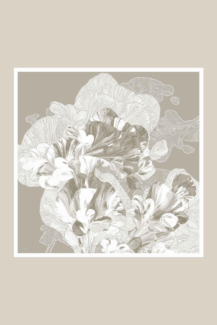 NÜVE TİVİL İPEK EŞARP 90*90 CM - KOYU BEJ - Görsel 8