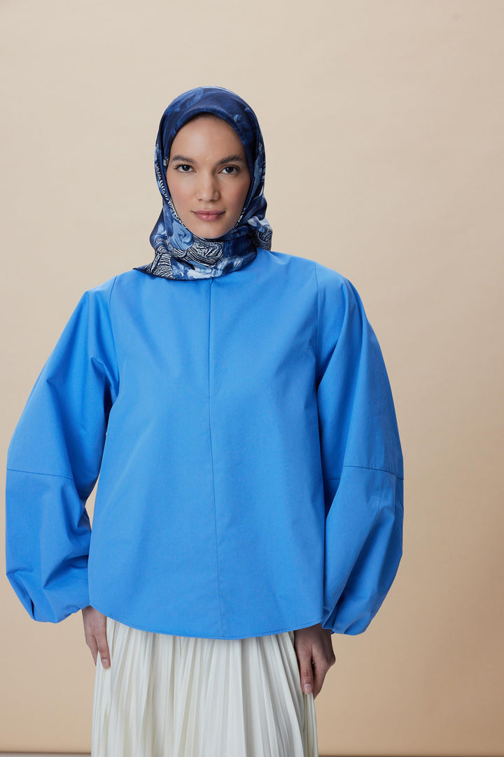 NÜVE TİVİL İPEK EŞARP 90*90 CM - LACİVERT - Görsel 2