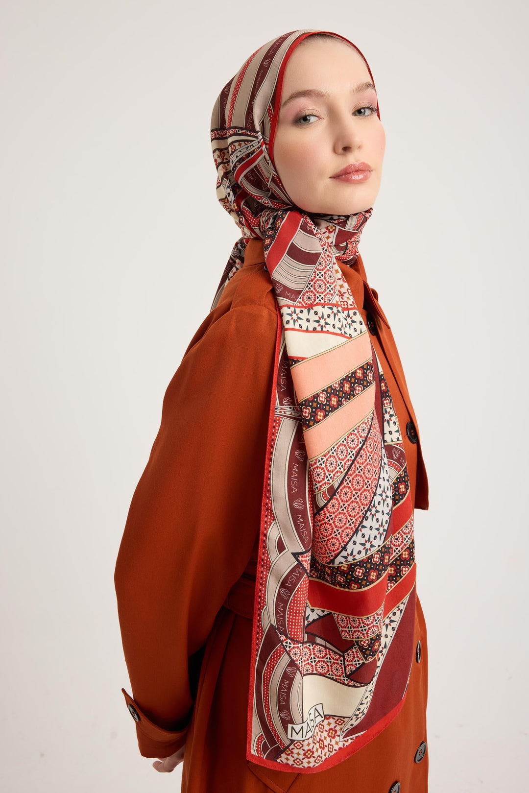 Maisa Özde Floş Viskon Şal - Kırmızı