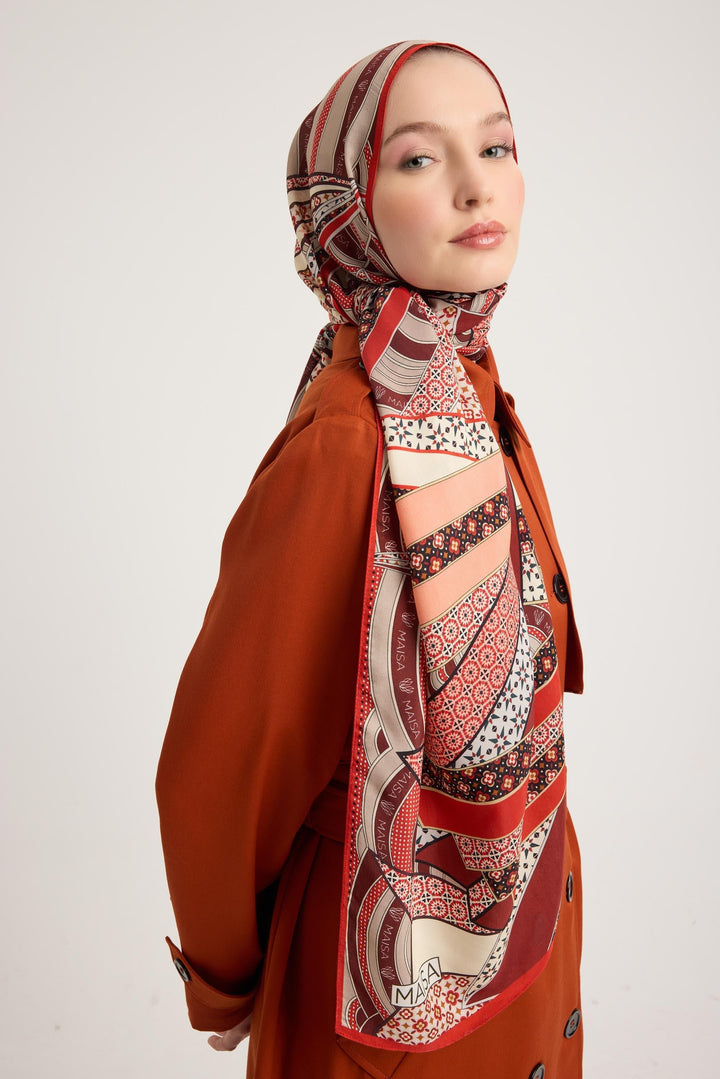 Maisa Özde Floş Viskon Şal - Kırmızı